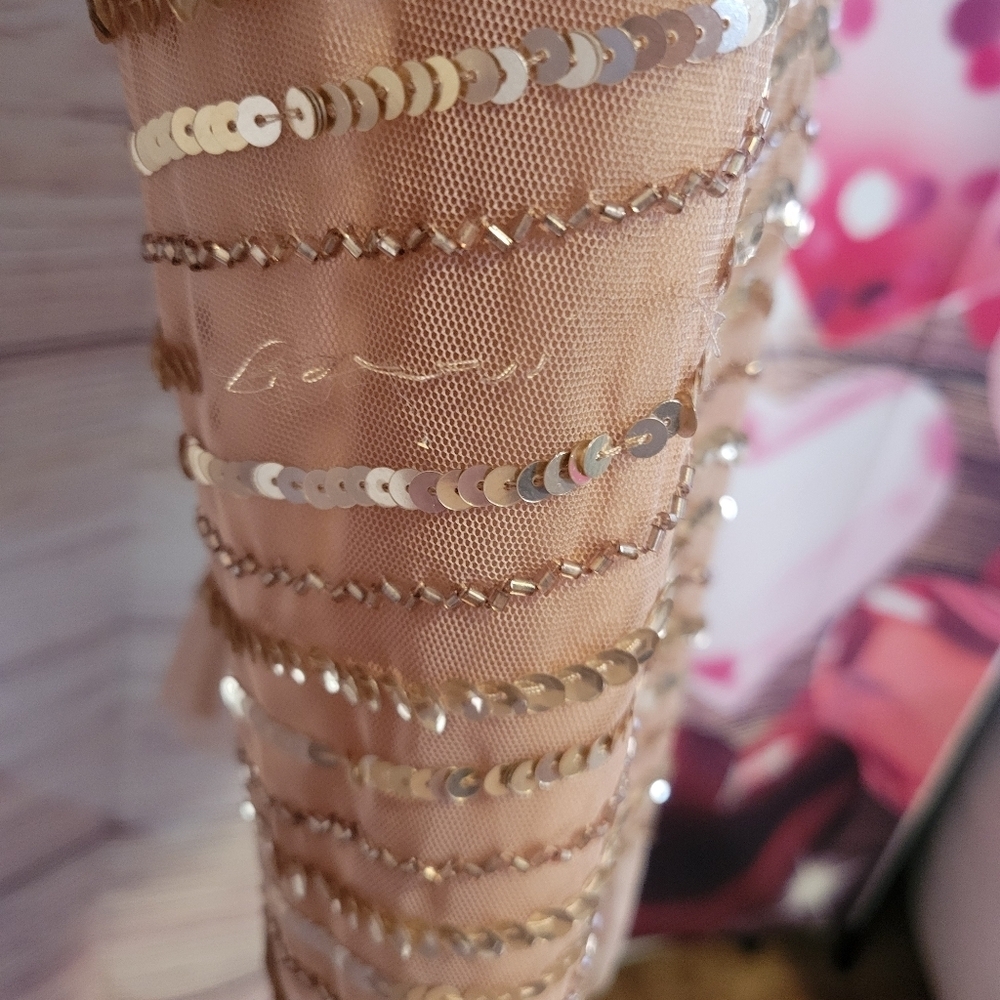Adrianna Papell Rose Gold Sequin Midi Dress - Picture 5 of 12